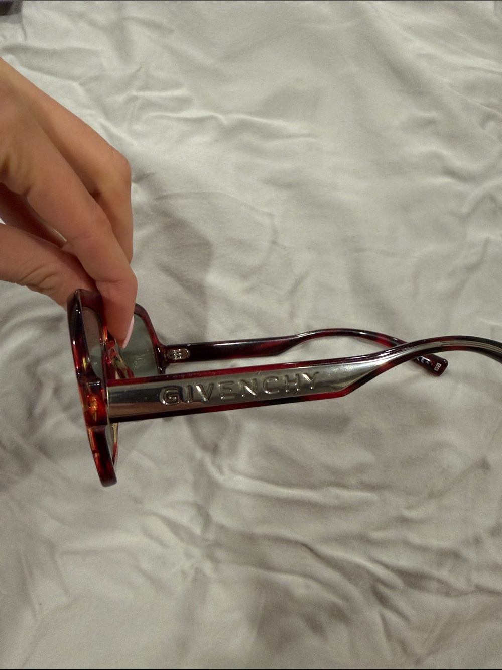 Givenchy Red-Brown Tortoiseshell Sunglasses with Logo Temple